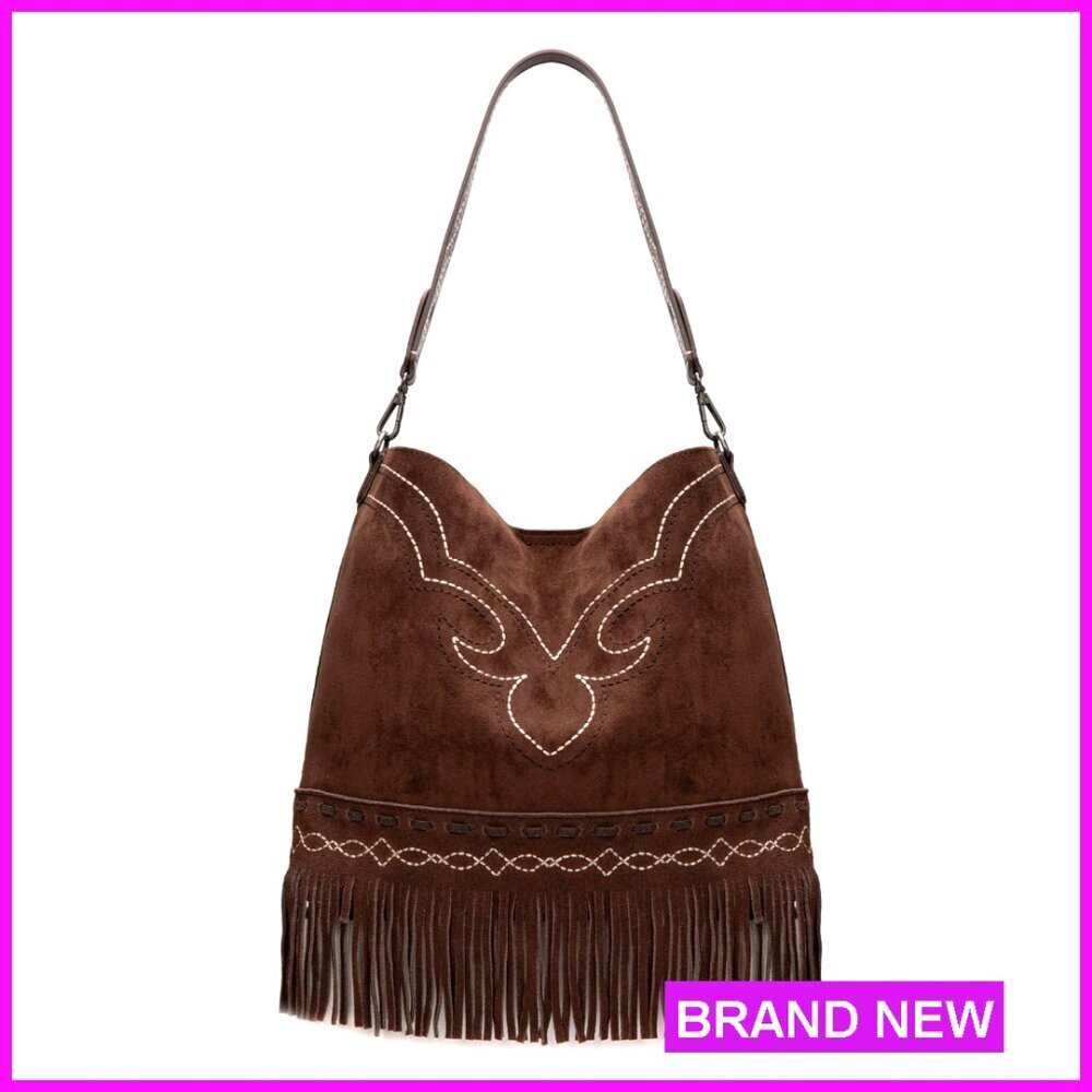 Fringe Suede Hobo Bag Designer Top Handle Shoulder Bag Western Boho Chic